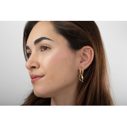 Ohrringe Piercing Piercing Silber Zirkonia - Stern und Raute - 13,7 mm - Vergoldet und Rhodiniertes Silber