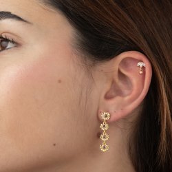 Ohrringe Piercing Silberpiercing – Zirkonia – 12 mm – vergoldetes und rhodiniertes Silber