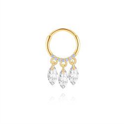 Ohrringe Piercing Silber-Creolen-Piercing – Zirkonia – 18 mm – vergoldet und rhodiniert