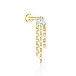 Ohrringe Piercing Zirkonia-Piercing – Kreis mit Ketten – 20 mm – vergoldet und rhodiniert