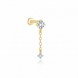 Ohrringe Piercing Silberpiercing – Zirkonia – 20 mm – vergoldet und rhodiniert