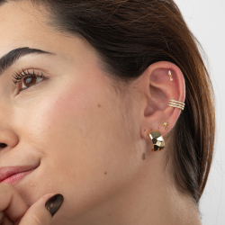 Pendiente Piercing Piercing Plata - Circonita - 9,5 mm - Bañado Oro y Plata Rodiada