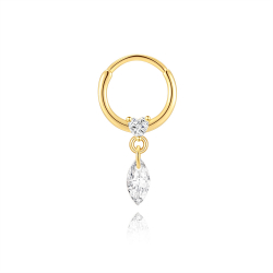 Ohrringe Piercing Silber-Creolen-Piercing – Zirkon – 19 mm – vergoldet und rhodiniert