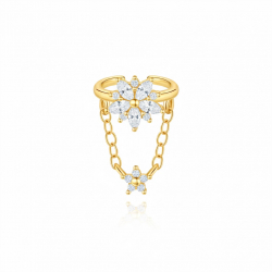 Ohrringe Piercing Zirkonia-Stern-Piercing 17 mm – vergoldet und rhodiniert