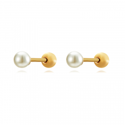 New Arrivals Steel Piercings - 5mm Pearl - Gold Plated