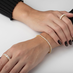 Neuheiten Tennisarmband – Moissanit – 2,5 mm – 18 cm – vergoldet und rhodiniert