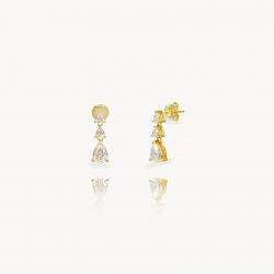 Neuheiten Moissanit-Ohrringe – Tropfenform 7 x 5 mm – 18 mm – vergoldet und rhodiniert