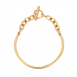 Steel Bracelets Bracelet Steel Link Bangle - 60 mm - Gold Plated and Rhodium Silver