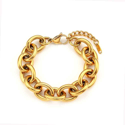 Pulsera Acero Liso Pulsera Acero Eslabón - 17 + 5 cm - Bañado Oro