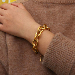 Steel Bracelets Steel Link Bracelet - 17 + 5 cm - Gold Plated