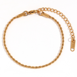 Armbänder Glattes Edelstahl Armband Edelstahl - 2 mm - Tau- 16+4 cm - Goldfarben