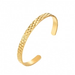 Pulsera Acero Liso Pulsera Esclava - Hexagonal 7mm - Ext 70mm(Int 65mm) - Color Oro y Acero