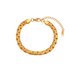 Armbänder Glattes Edelstahl Stahlarmband - Venezianische Haricot-Kette - 16+4 cm - Farbe Gold