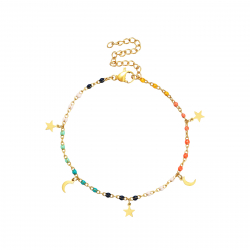 Steel Bracelets Steel Bracelet - Enamel Multi - Moon Star - 16+5 cm - Color Gold