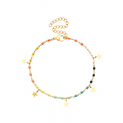 Steel Bracelets Steel Bracelet - Enamel Multi - Star - 16+5 cm - Color Gold