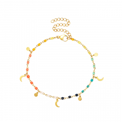 Steel Bracelets Steel Bracelet - Enamel Multi - Moon Plate - 16+5 cm - Color Gold