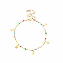 Steel Bracelets Steel Bracelet - Enamel Multi - Star - 16+5 cm - Color Gold