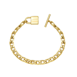 Bracelets Acier Lisse Bracelet Cadenas Maillon - 20 cm - Dorure Or
