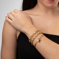 Armbänder Glattes Edelstahl Armband Vorhängeschloss Knoten - 20 cm - Vergoldet