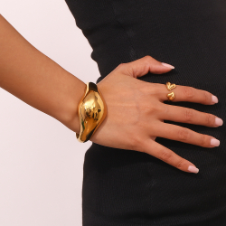 Pulsera Acero Liso Pulsera de Acero -  70 mm Rigido - Color Plata y Oro