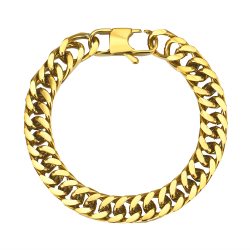 Pulsera Acero Liso Pulsera Acero Eslabón - 18 cm - Color Oro