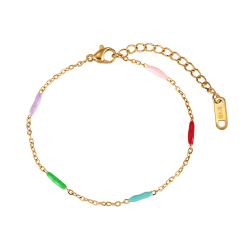 Pulsera Acero Liso Pulsera Acero -Barra - 16+4 cm - Enamel Multi - Color Oro