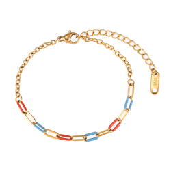 Pulsera Acero Liso Pulsera Acero - 16+4 cm - Eslabón Enamel Multi - Color Oro
