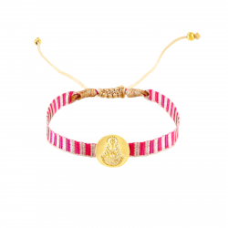 Pulsera Acero Liso Pulsera Acero - Virgen del Rocio - 12 mm - Color Oro y  Color Plata
