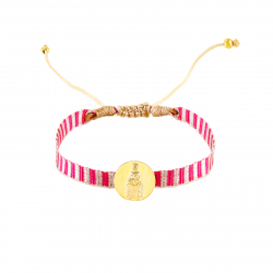 Pulsera Acero Liso Pulsera Acero -  Virgen de Montserrat  - 12 mm - Color Oro y Color Plata