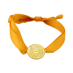Pulsera Acero Liso Pulsera Acero Tela  - Padre Nuestro 20 mm - Ajustable - Color Oro