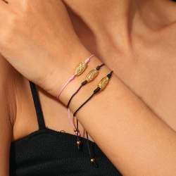 Pulsera Acero Liso Pulsera Acero - Virgen de Guadalupe - Ajustable -15*8 mm - Color Oro