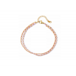 Armbänder Edelstahl Minerale Glattes Stahlarmband – Faden – Flieder und Rosa – 17 + 3 cm – Gold