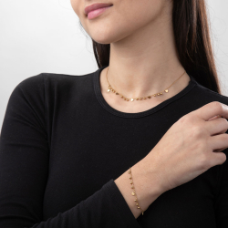 Pulsera Acero Liso Pulsera Acero - Corazones - 14+4 cm - Color Oro y Color Acero