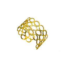 Bracelets Acier Lisse Bracelet esclave en acier inoxydable lisse - Cercles - 34 mm - Ajustable - Couleur or
