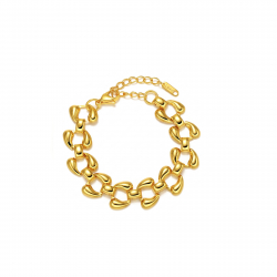 Steel Bracelets Bracelet Stainless Steel Plain - Rounded Link - 17 + 5 cm - Adjustable - Gold Color and Steel Color