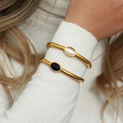 Steel Stone Bracelets Mineral Steel Bracelet - 67 cm - Gold Plated and Rhodium Silver