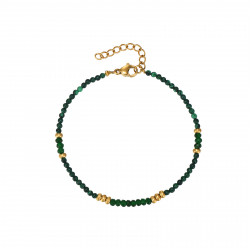 Steel Stone Bracelets Mineral Steel Bracelet - Green Onyx - 17.5+3 cm - Gold Colour