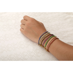 Steel Stone Bracelets Steel Bracelet - Natural Mineral - 17 + 3 cm - Gold