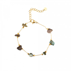Bracelets Acier Minéral Bracelet en Acier Inoxydable - Minéral Naturel - 16 + 3 cm - Couleur Or