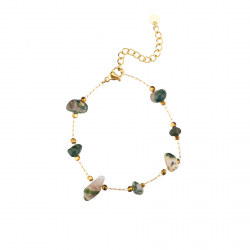 Armbänder Edelstahl Minerale Edelstahl-Armband - Natürliches Mineral - 16 + 3 cm - Goldfarbe