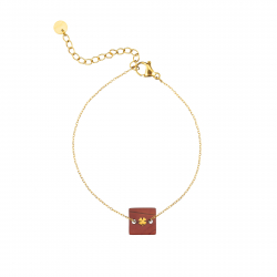 Armbänder Edelstahl Minerale Quadratische Mineralarmband - 4-Blatt-Klee - 16 + 4 cm - Goldfarbe
