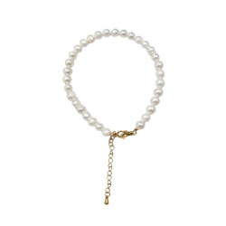 Steel Stone Bracelets Cultured Pearl Bracelet - 5mm - - AAA+ quality - 16+5 cm - Gold color