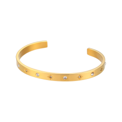 Steel Zirconia Bracelets Steel Bracelet - Bangle 62 mm - Zirconia - Gold Plated