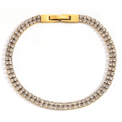 Steel Zirconia Bracelets Tennis Bracelet - Zirconia 2 mm - 16cm & 18cm - Gold Color and Steel