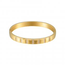 Pulsera Acero Circonita Pulsera Esclava Ovalada Acero - 65*55 mm (Interior) - Circonita - Color Oro y Color Plata