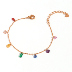 Pulsera Acero Circonita Pulsera  Acero Figuras - Circonita Multi - 16+3cm - Color oro