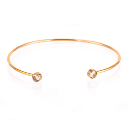 Pulsera Acero Circonita Pulsera Acero Esclava - Circonitas - 67mm - Bañado Oro y Plata Rodiada