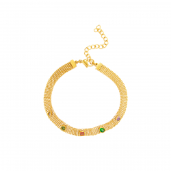 Steel Zirconia Bracelets Steel Bracelet - Multi-Colored Zirconia - Bismarck - 18+5 cm - Gold and Silver
