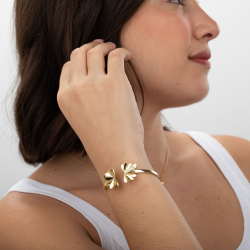 Pulsera Bronce Liso Pulsera Flor Bronce -  Escalava 63mm - Color Oro