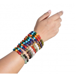 Pulsera Bronce Mineral Pulsera Ajustable Bronce - Chakra Symbols - Color Oro